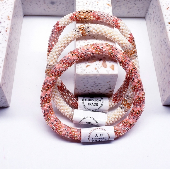 ROSE ALL DAY -Original Roll-On® Bracelets, 7" round, made in Nepal #3 (3 pcs) - Picture 1 of 5
